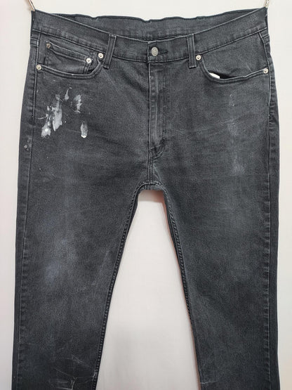 Vintage Levi's 514 Straight Jeans Faded Black Splatter Grunge Men's W38 L31