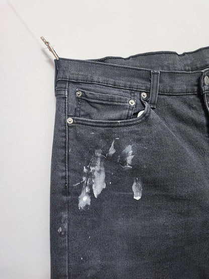 Vintage Levi's 514 Straight Jeans Faded Black Splatter Grunge Men's W38 L31