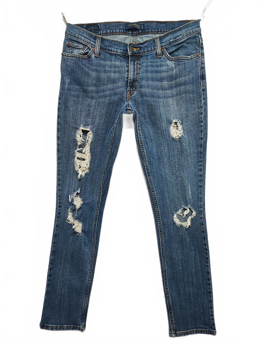 Vintage Levi's Navy Blue Wash Denim Jeans 90s Y2K Straight Leg Men's W33 L32