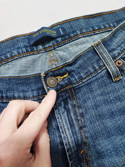 Vintage Levi's Navy Blue Wash Denim Jeans 90s Y2K Straight Leg Men's W33 L32