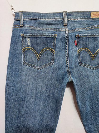 Vintage Levi's Navy Blue Wash Denim Jeans 90s Y2K Straight Leg Men's W33 L32
