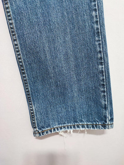 Vintage Levi's 514 Straight Leg Jeans Faded Navy Blue Grunge Skater Men's W34 L32
