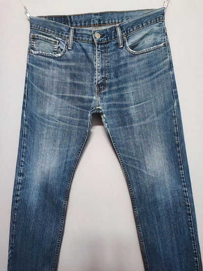 Vintage Levi's 514 Straight Leg Jeans Faded Navy Blue Grunge Skater Men's W34 L32