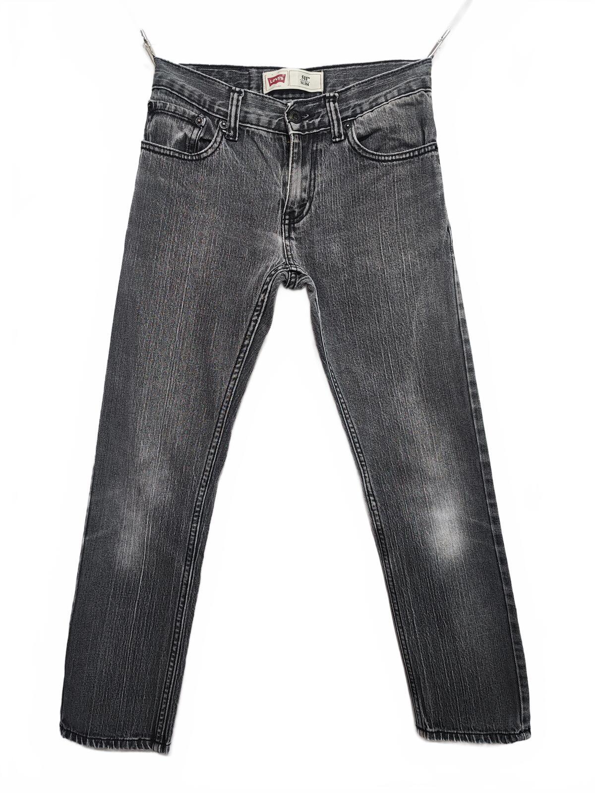 Vintage Levi's 511 Slim Jeans Faded Black Grey Youth Kids Streetwear W26 L26