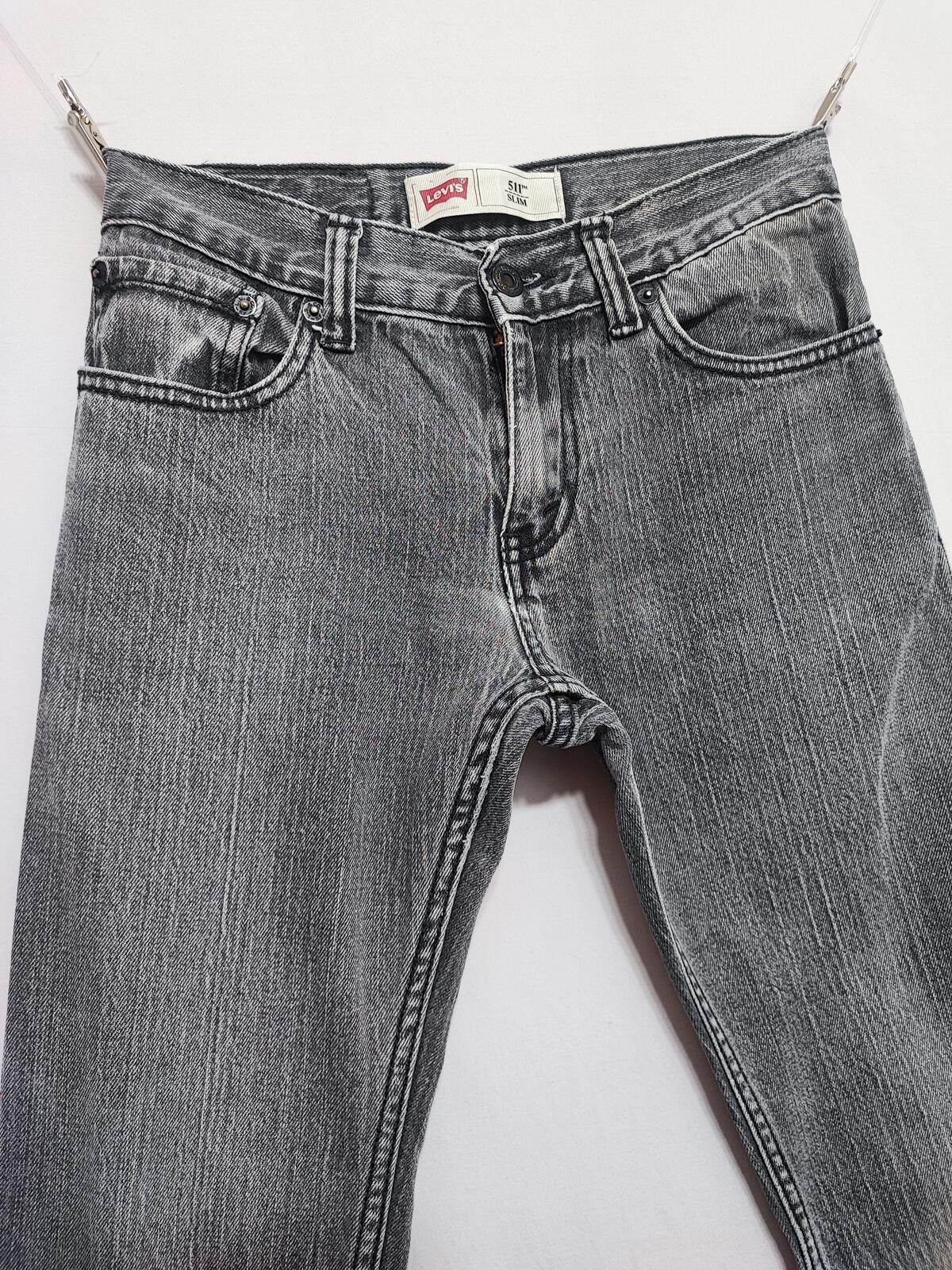 Vintage Levi's 511 Slim Jeans Faded Black Grey Youth Kids Streetwear W26 L26