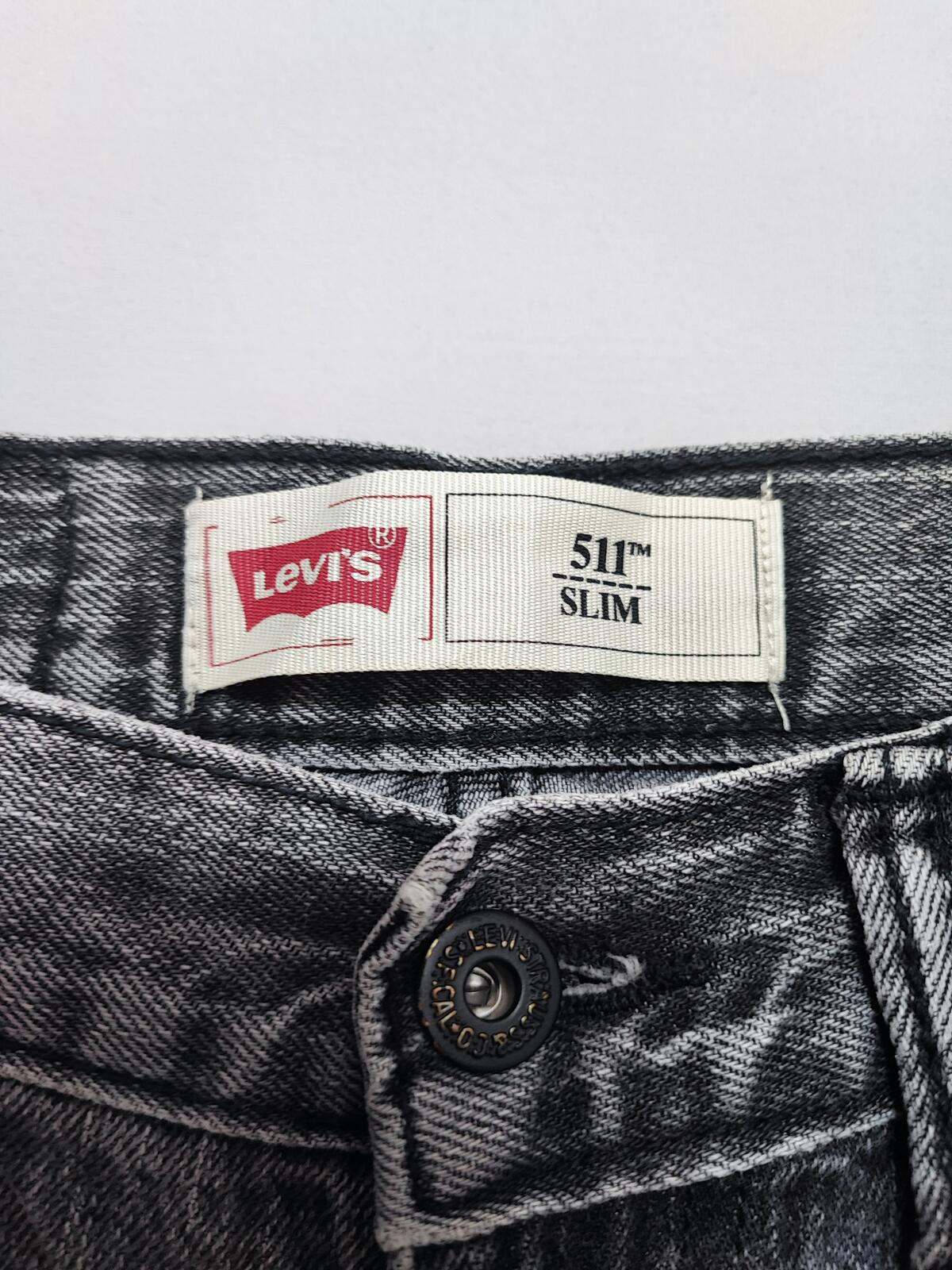 Vintage Levi's 511 Slim Jeans Faded Black Grey Youth Kids Streetwear W26 L26