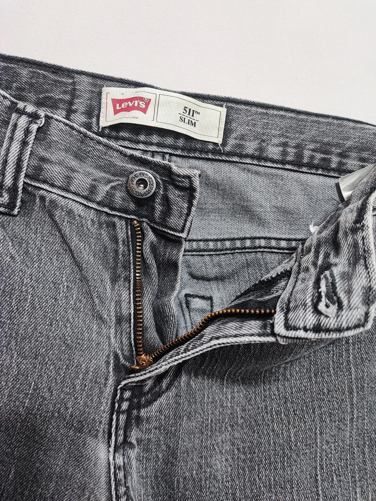Vintage Levi's 511 Slim Jeans Faded Black Grey Youth Kids Streetwear W26 L26