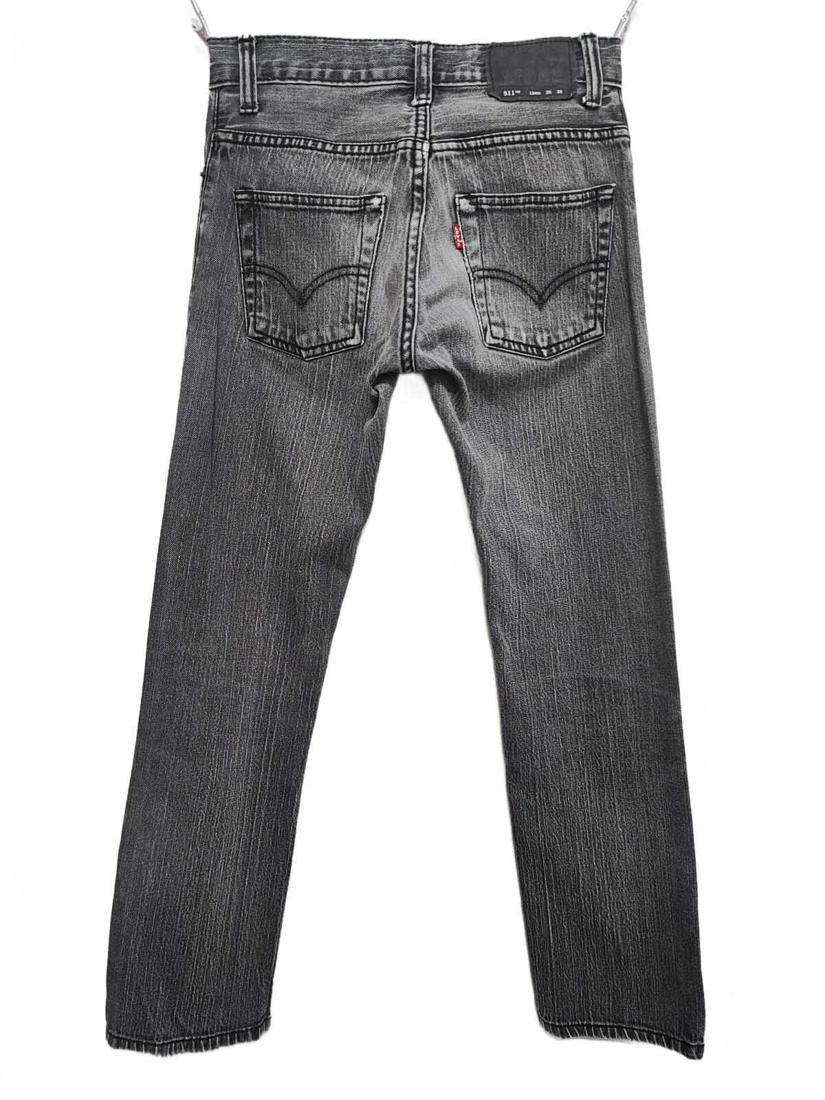 Vintage Levi's 511 Slim Jeans Faded Black Grey Youth Kids Streetwear W26 L26