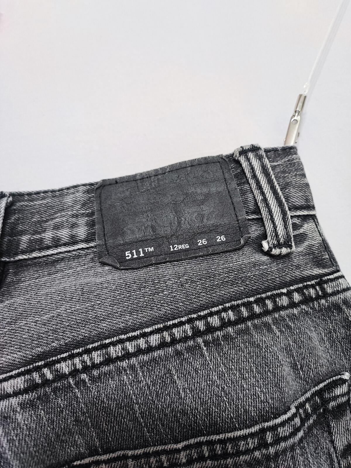Vintage Levi's 511 Slim Jeans Faded Black Grey Youth Kids Streetwear W26 L26