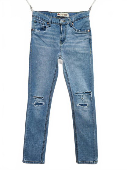 Vintage Levi's 510 Skinny Jeans Faded Blue Ripped Knee Youth Kids W27 L29
