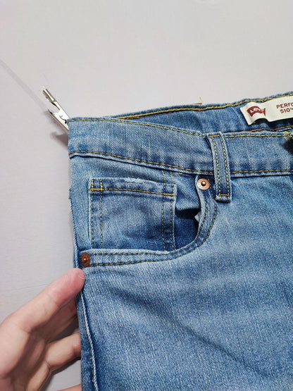 Vintage Levi's 510 Skinny Jeans Faded Blue Ripped Knee Youth Kids W27 L29