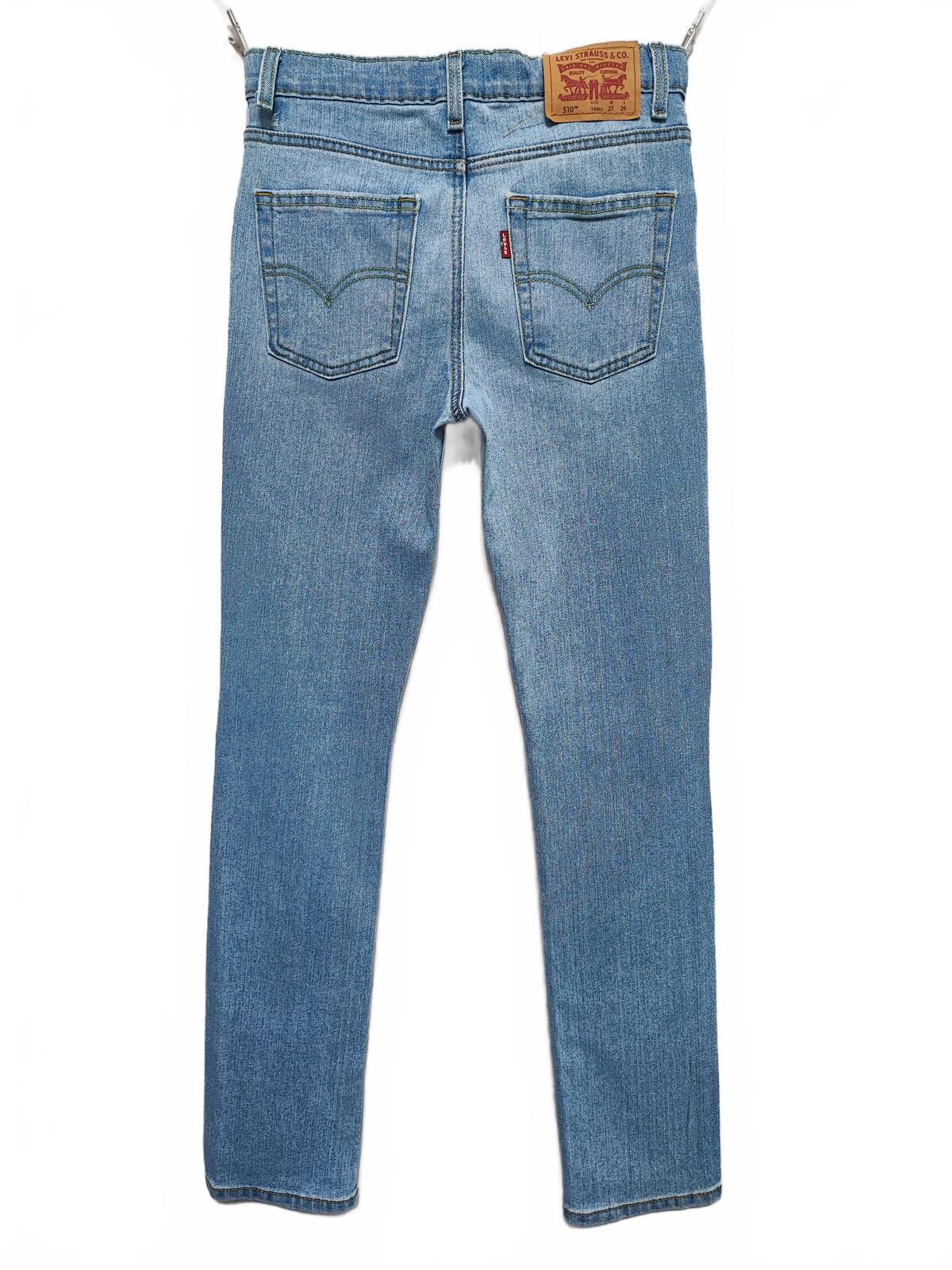 Vintage Levi's 510 Skinny Jeans Faded Blue Ripped Knee Youth Kids W27 L29