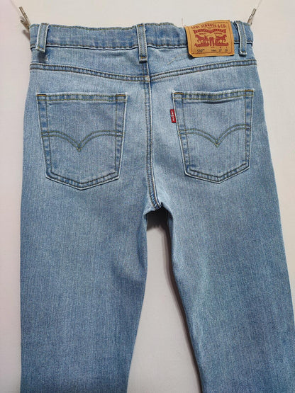Vintage Levi's 510 Skinny Jeans Faded Blue Ripped Knee Youth Kids W27 L29