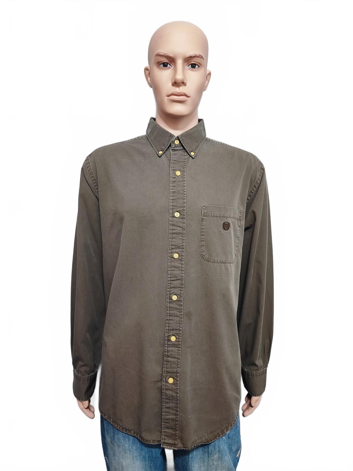 Vintage Chaps Plain Long Sleeve Button Down Shirt Brown Men Size XL