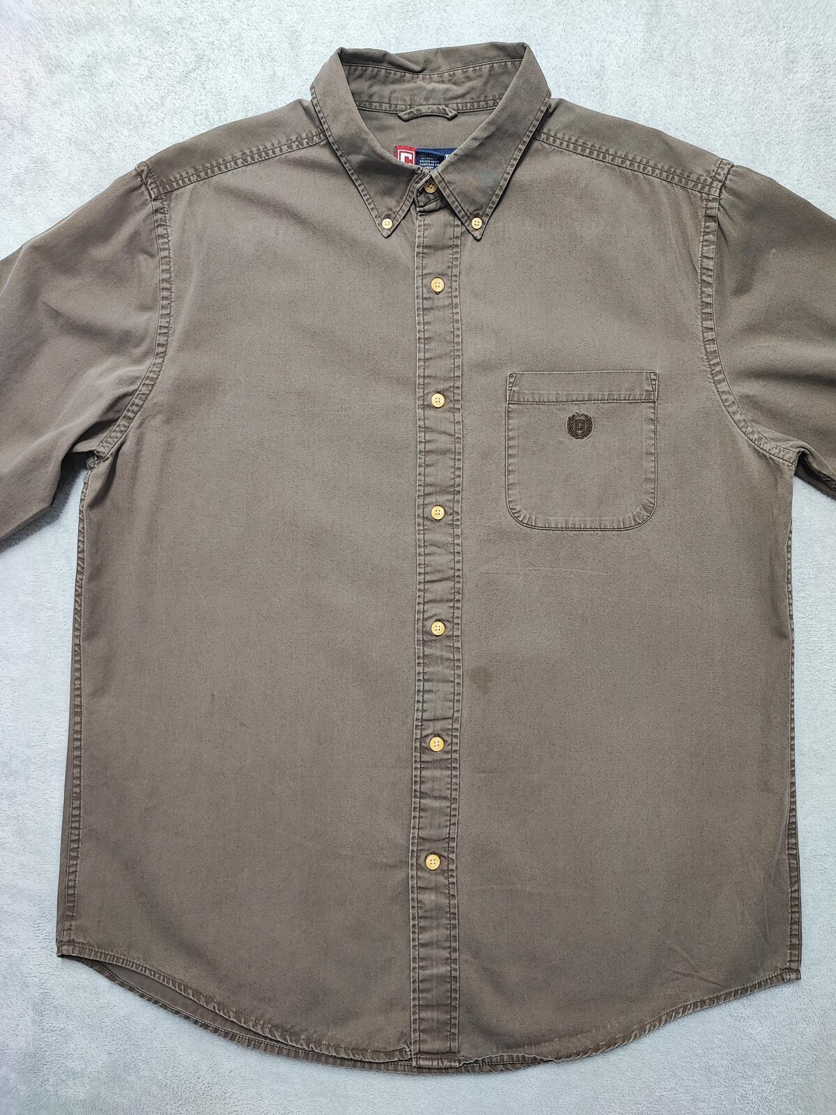 Vintage Chaps Plain Long Sleeve Button Down Shirt Brown Men Size XL