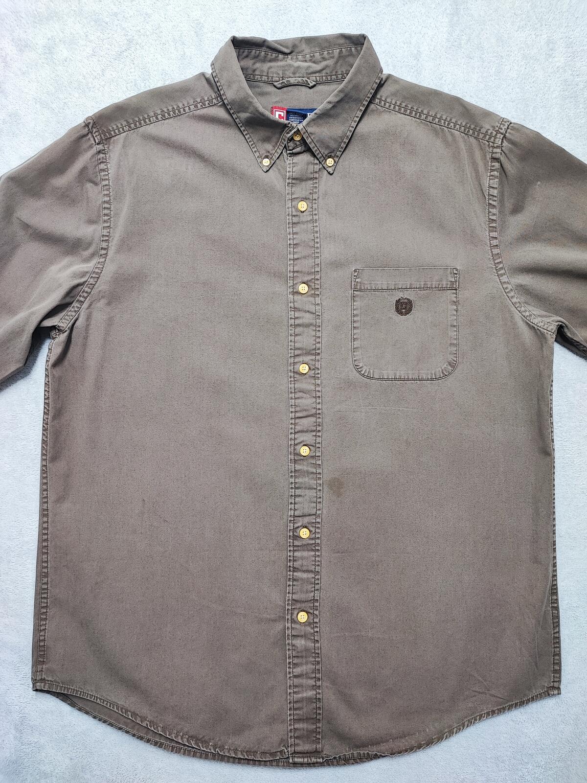 Vintage Chaps Plain Long Sleeve Button Down Shirt Brown Men Size XL