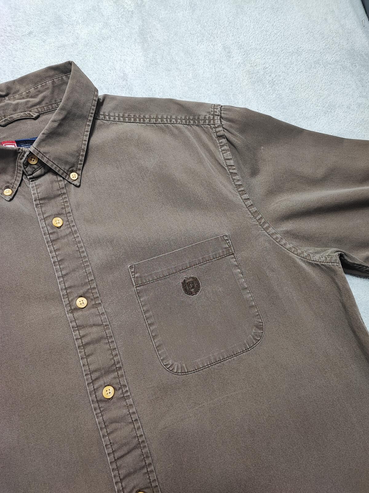 Vintage Chaps Plain Long Sleeve Button Down Shirt Brown Men Size XL