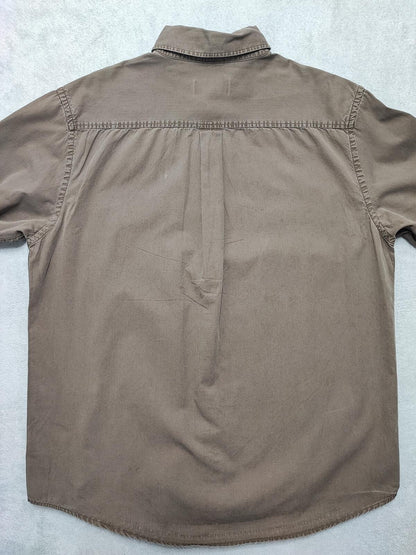 Vintage Chaps Plain Long Sleeve Button Down Shirt Brown Men Size XL