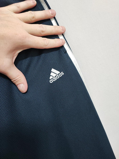 Vintage Adidas Tracksuit Bottoms Medium Navy Blue 3 Stripe Track Pants Y2K 00s