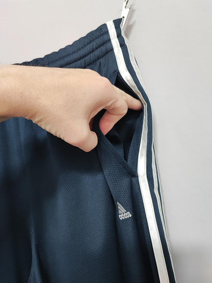 Vintage Adidas Tracksuit Bottoms Medium Navy Blue 3 Stripe Track Pants Y2K 00s