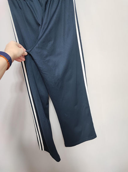 Vintage Adidas Tracksuit Bottoms Medium Navy Blue 3 Stripe Track Pants Y2K 00s