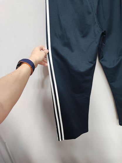 Vintage Adidas Tracksuit Bottoms Medium Navy Blue 3 Stripe Track Pants Y2K 00s