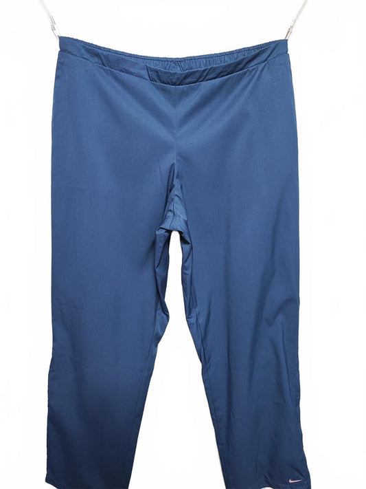 Vintage Nike Shiny Blue Tracksuit Bottoms Joggers Women Size 12 14 Men Medium