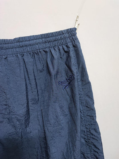 Vintage Reebok Shiny Navy Blue Tracksuit Bottoms Joggers Men Size Large