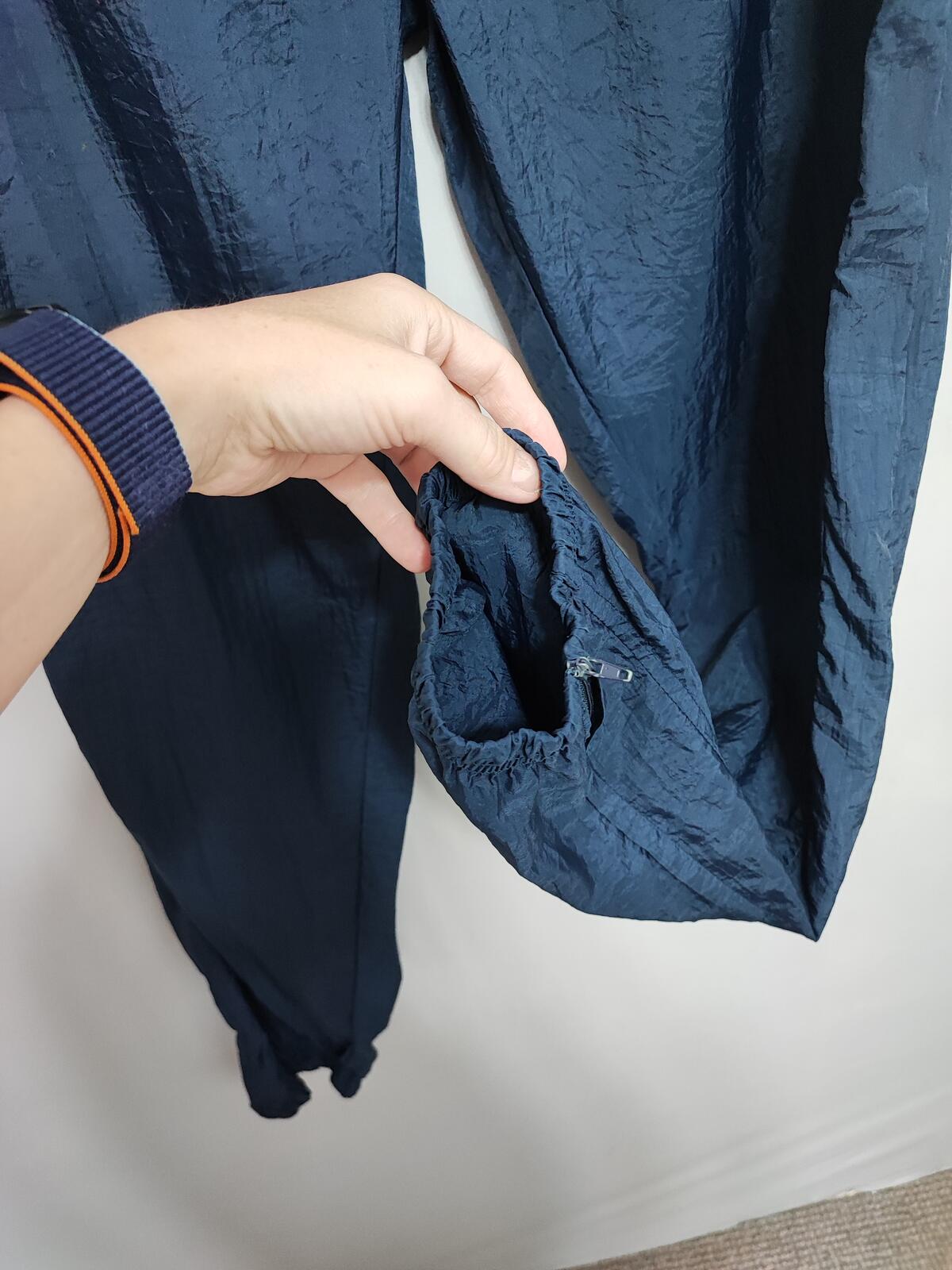 Vintage Reebok Shiny Navy Blue Tracksuit Bottoms Joggers Men Size Large