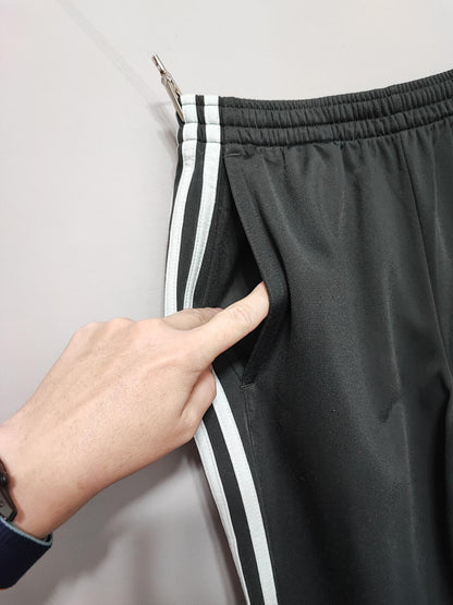 Vintage Adidas Plain Black Ankle Zip Tracksuit Bottoms Joggers Men Size Small