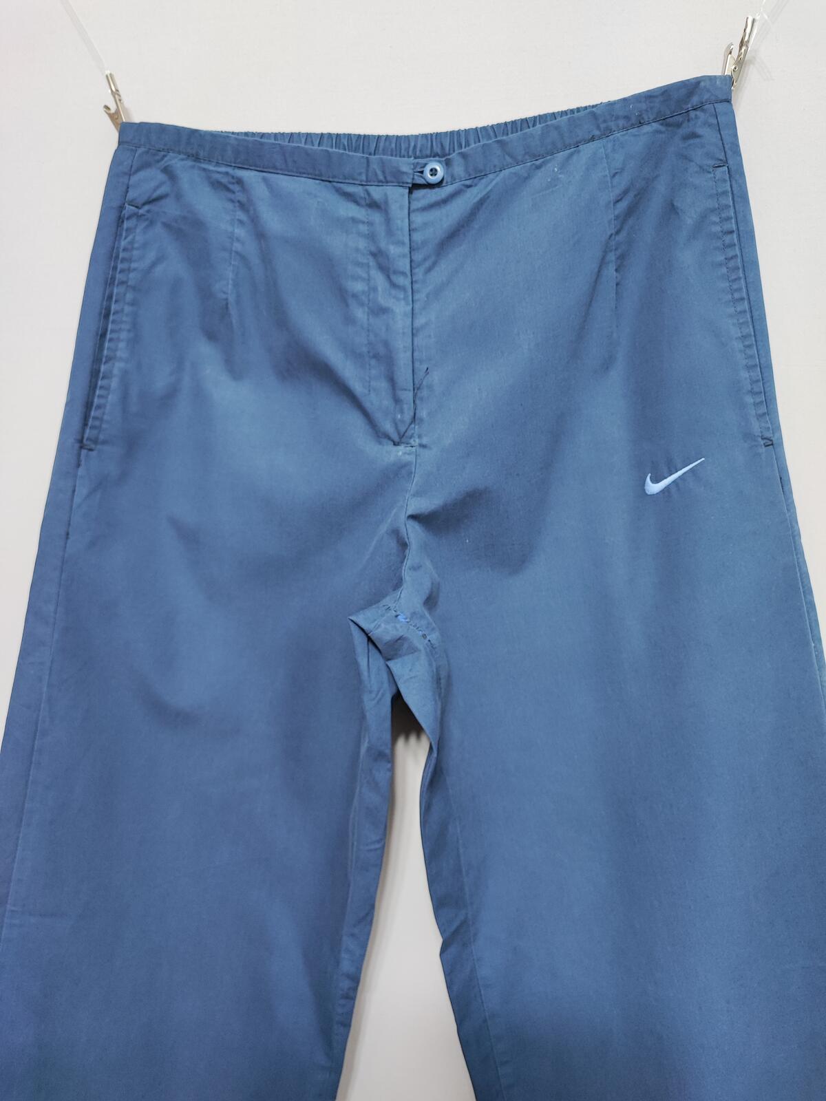 Vintage Nike Embroidered Swoosh Plain Blue Tracksuit Bottoms Joggers Size 10