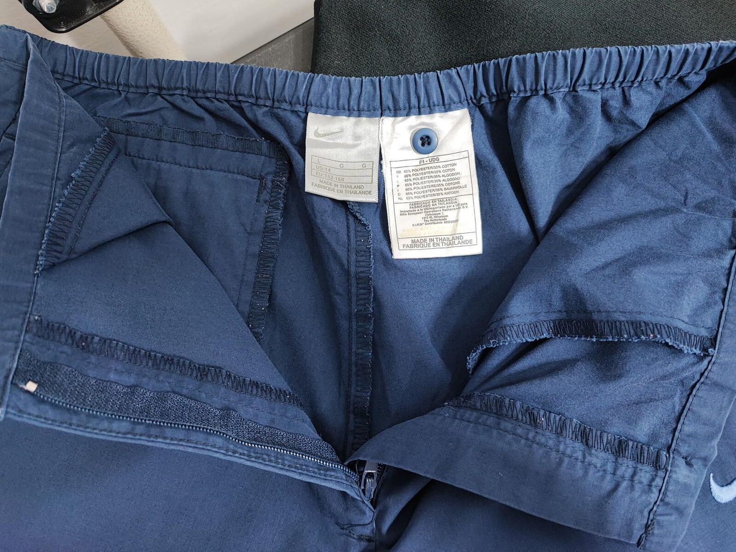 Vintage Nike Embroidered Swoosh Plain Blue Tracksuit Bottoms Joggers Size 10