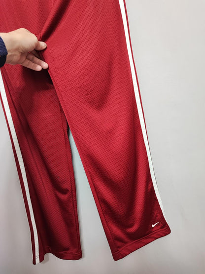 Vintage Nike Embroidered Swoosh Plain Bold Red Tracksuit Bottoms Joggers Women 8