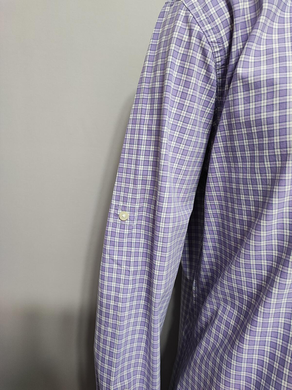 Vintage Tommy Hilfiger Checked Long Sleeve 2-Ply Cotton Shirt Purple Men Size XL
