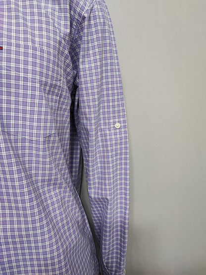 Vintage Tommy Hilfiger Checked Long Sleeve 2-Ply Cotton Shirt Purple Men Size XL