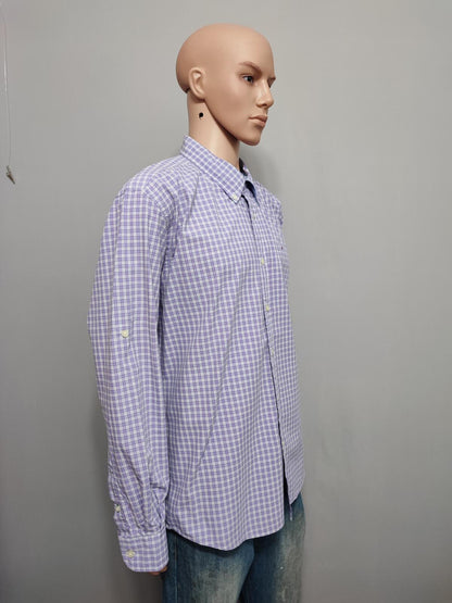 Vintage Tommy Hilfiger Checked Long Sleeve 2-Ply Cotton Shirt Purple Men Size XL
