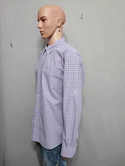 Vintage Tommy Hilfiger Checked Long Sleeve 2-Ply Cotton Shirt Purple Men Size XL