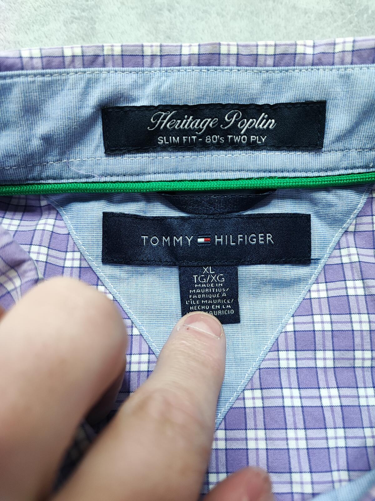 Vintage Tommy Hilfiger Checked Long Sleeve 2-Ply Cotton Shirt Purple Men Size XL