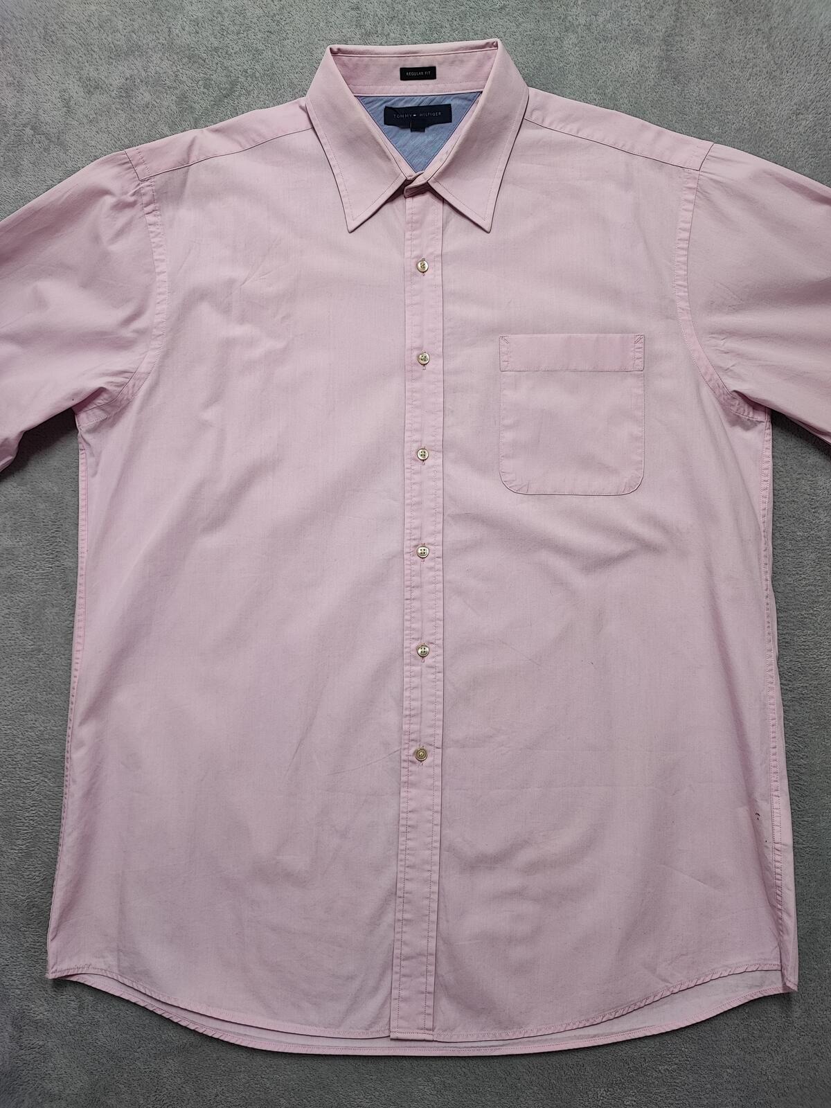 Vintage Tommy Hilfiger Plain Long Sleeve Button Down Shirt Pink Men's Size XL