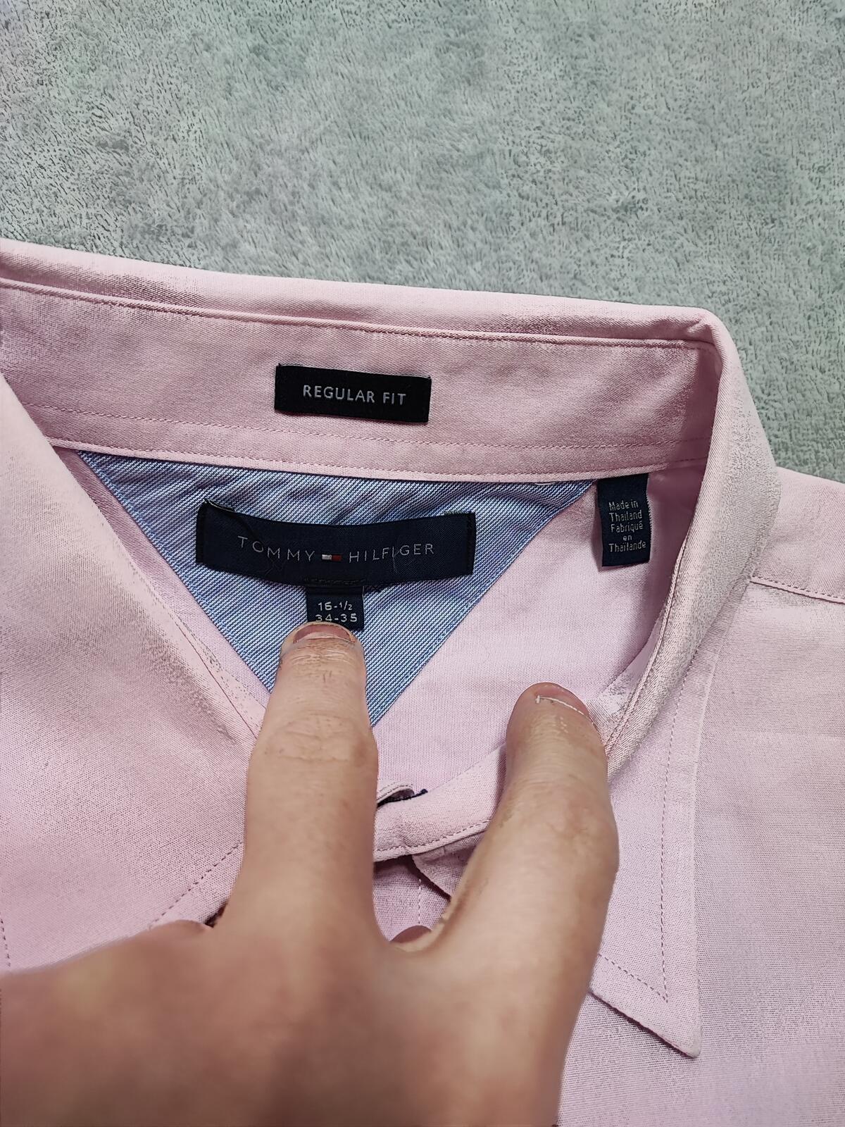 Vintage Tommy Hilfiger Plain Long Sleeve Button Down Shirt Pink Men's Size XL