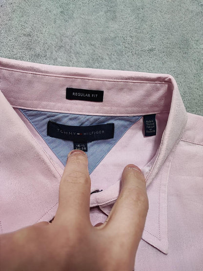 Vintage Tommy Hilfiger Plain Long Sleeve Button Down Shirt Pink Men's Size XL