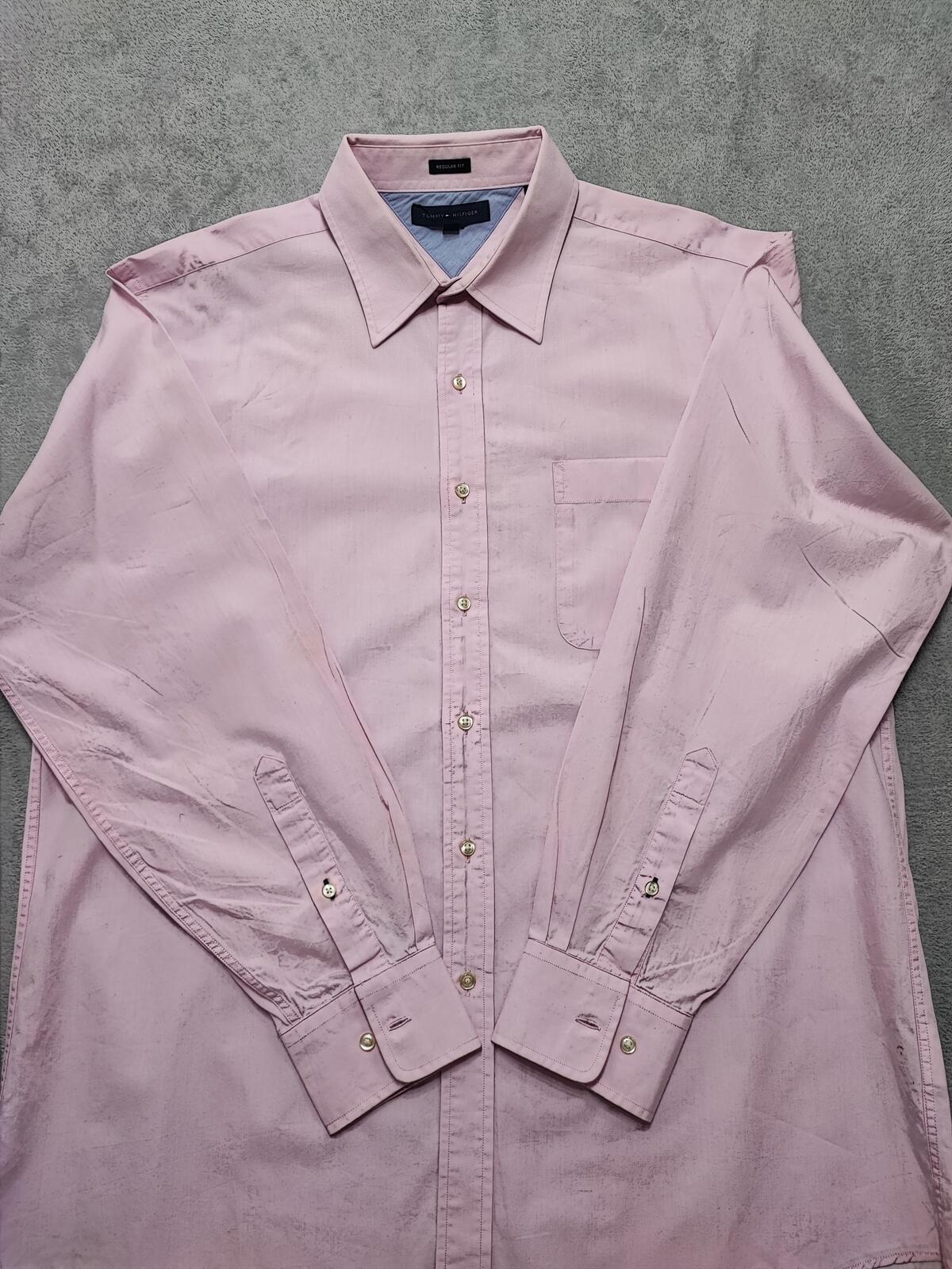 Vintage Tommy Hilfiger Plain Long Sleeve Button Down Shirt Pink Men's Size XL