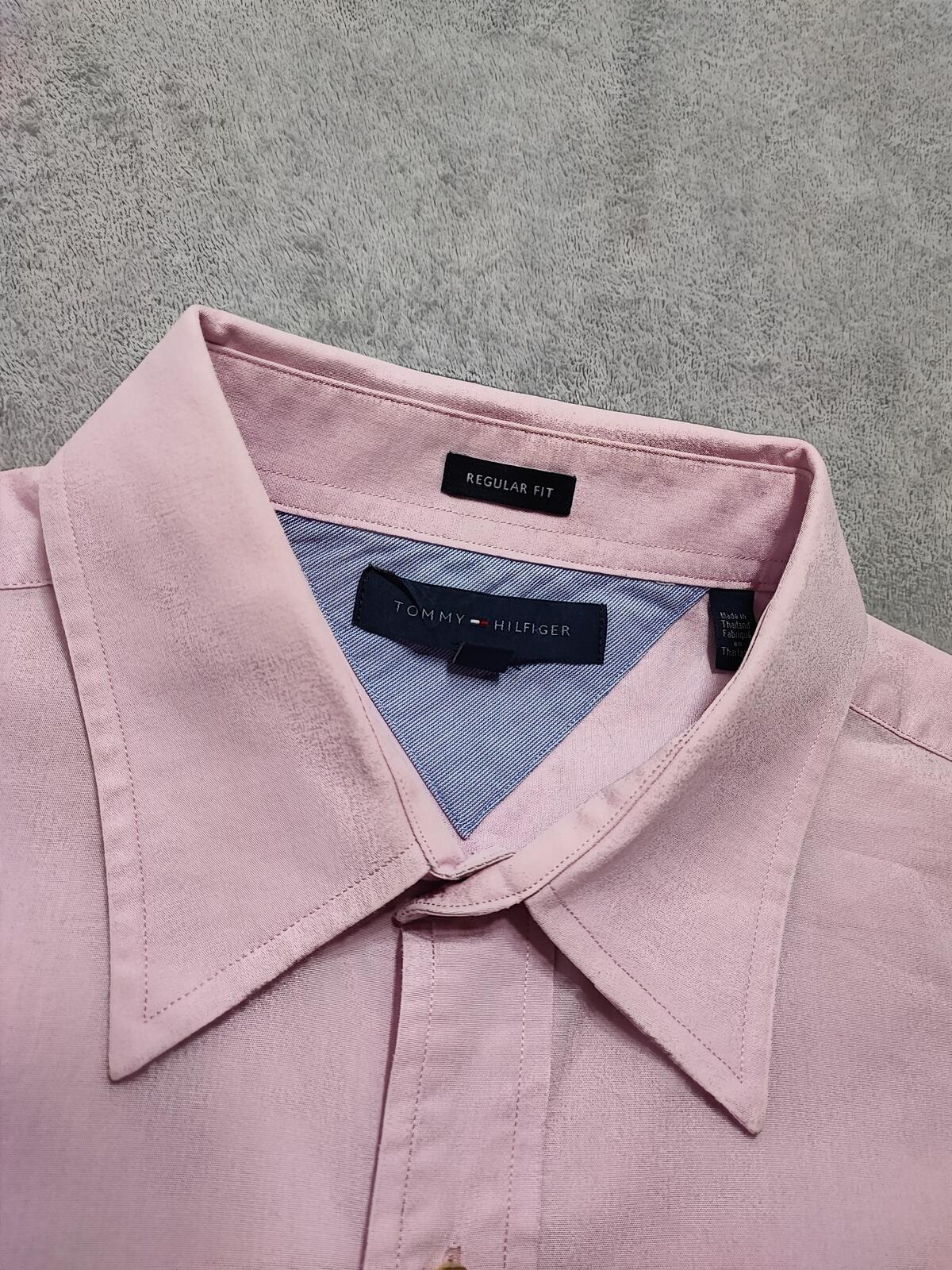 Vintage Tommy Hilfiger Plain Long Sleeve Button Down Shirt Pink Men's Size XL