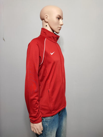 Vintage Nike Striped Long Sleeve Zip Track Jacket Red Men Size Medium
