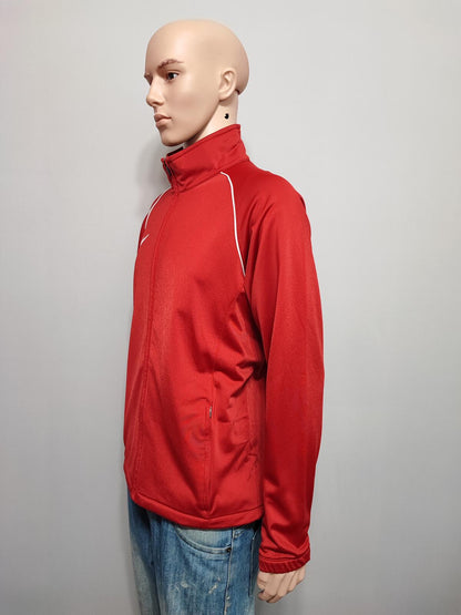 Vintage Nike Striped Long Sleeve Zip Track Jacket Red Men Size Medium