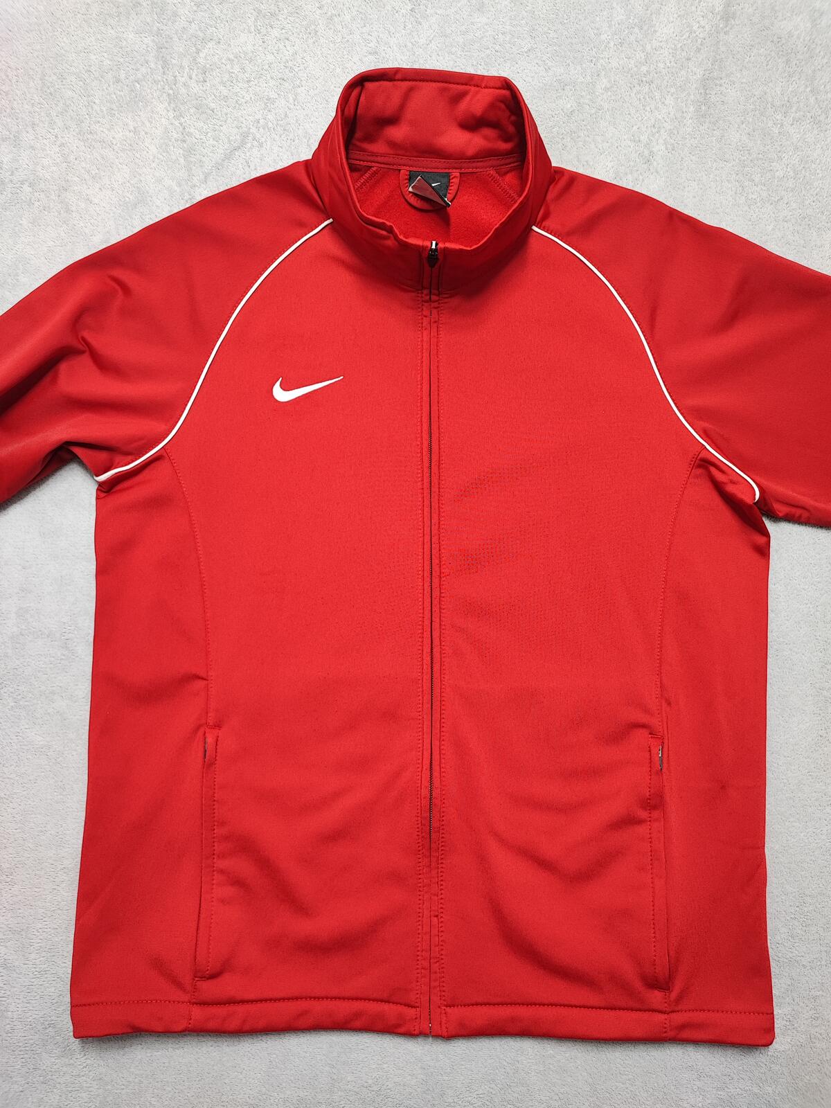 Vintage Nike Striped Long Sleeve Zip Track Jacket Red Men Size Medium