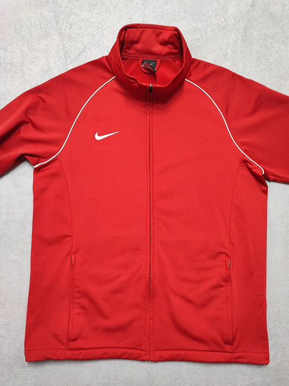 Vintage Nike Striped Long Sleeve Zip Track Jacket Red Men Size Medium