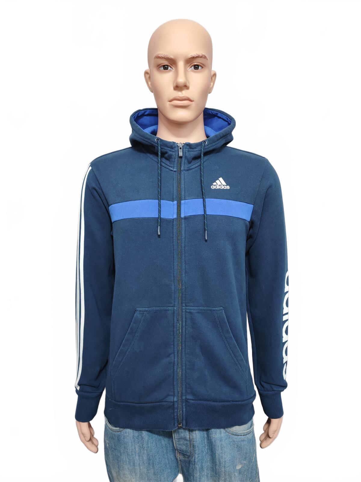 Vintage adidas Striped Hooded Track Jacket Faded Blue Men Size Medium