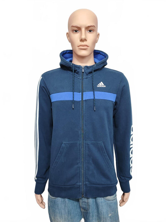 Vintage adidas Striped Hooded Track Jacket Faded Blue Men Size Medium