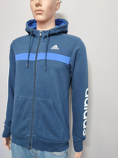 Vintage adidas Striped Hooded Track Jacket Faded Blue Men Size Medium